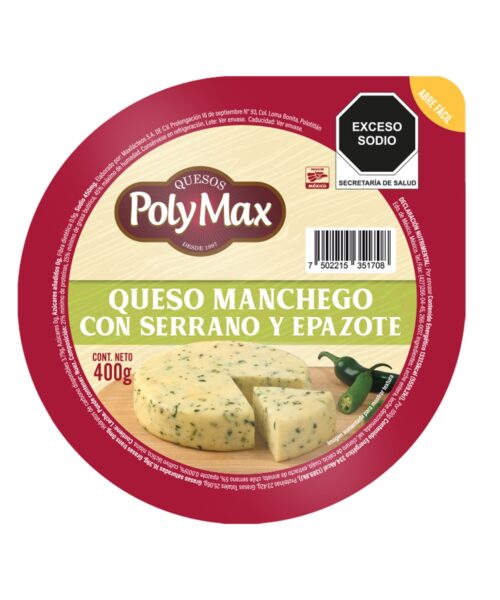 Queso Manchego Botanero - 200 g, Serrano con epazote